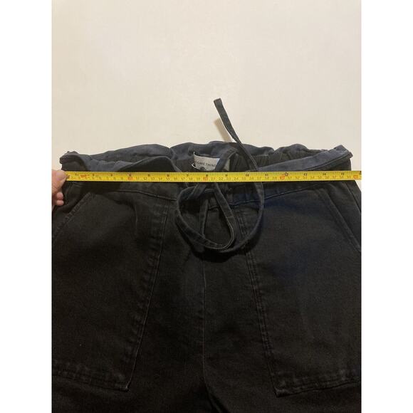 Something Navy Women’s Black Agnes Paper bag Denim Jeans Cropped Size L - Picture 6 of 9